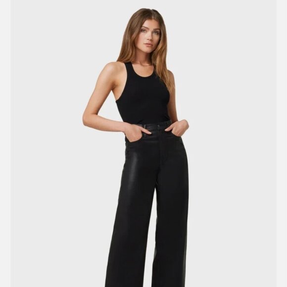 New Joe's Jeans The Mia High Rise Wide Leg Coated Subtle Sheer Black Sz 25 - Picture 12 of 12